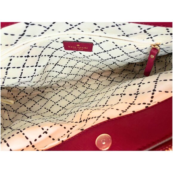 Kate Spade Burgundy Saffiano Leather Shoulder Bag triple compartment + gold tone - Picture 12 of 16